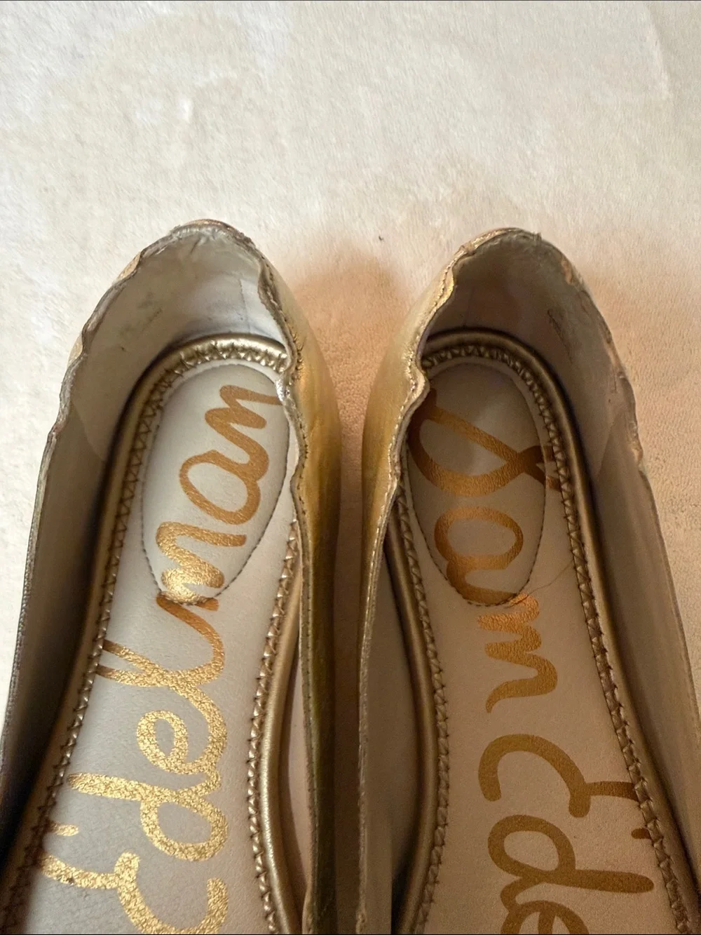 Sam Edelman Metallic Gold Scalloped Ballet Flats